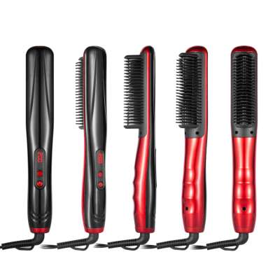 ceramic heating plate straight hair comb  styler women's hair straightener iron brush flat iron brush